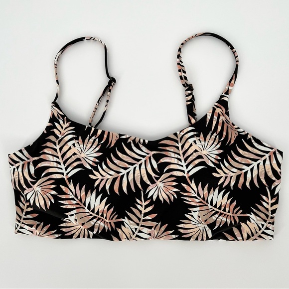 Andie Swim Faherty Women's The Maui Bikini Top Size XL Black Tropical Palm Print - Picture 3 of 9